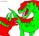 Dibujo Lucha de dinosaurios pintado por TAVO