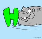 Dibujo Hipopótamo pintado por anto