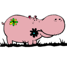 Dibujo Hipopótamo con flores pintado por tilli