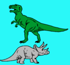 Dibujo Triceratops y tiranosaurios rex pintado por DANIEL
