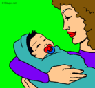 Dibujo Madre con su bebe II pintado por karla