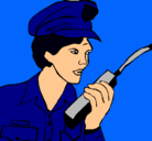 Dibujo Policía con el walkie pintado por rosmery