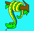 Dibujo Serpiente colgada de un árbol pintado por jimena