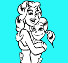 Dibujo Madre e hija abrazadas pintado por gabriela