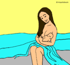 Dibujo Madre con su bebe pintado por bonbon