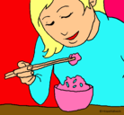 Dibujo Comiendo arroz pintado por diomo.f