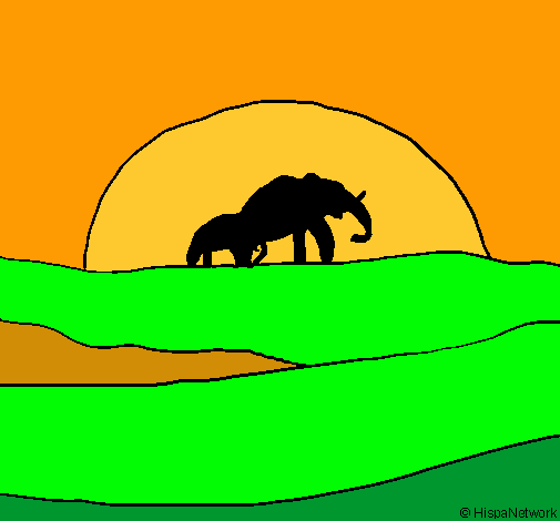 Elefante en el amanecer