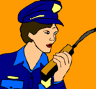 Dibujo Policía con el walkie pintado por lola