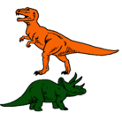 Dibujo Triceratops y tiranosaurios rex pintado por benjaminossandon