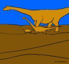 Dibujo Familia de Braquiosaurios pintado por dino-340