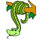 Dibujo Serpiente colgada de un árbol pintado por laura