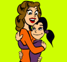 Dibujo Madre e hija abrazadas pintado por itzel