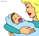 Dibujo Madre con su bebe II pintado por KARINA