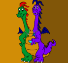 Dibujo Dragón con 2 cabezas pintado por clara
