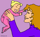 Dibujo Madre con su bebe pintado por yesica