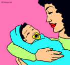 Dibujo Madre con su bebe II pintado por flopi