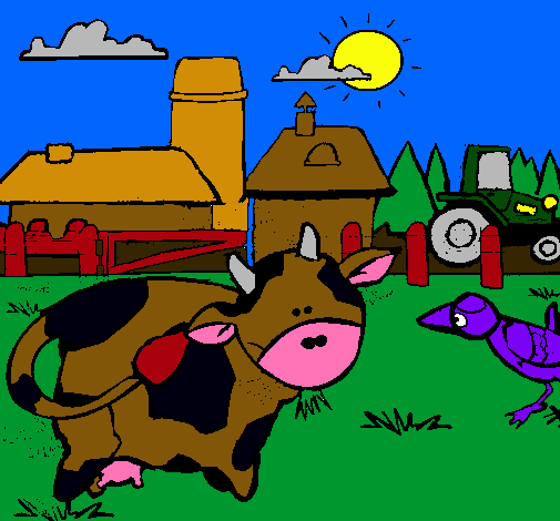 Vaca en la granja