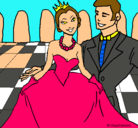 Dibujo Princesa y príncipe en el baile pintado por Lupita