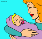 Dibujo Madre con su bebe II pintado por leire
