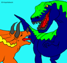 Dibujo Lucha de dinosaurios pintado por E.G.T.B