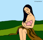 Dibujo Madre con su bebe pintado por Nathaly