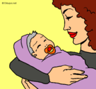 Dibujo Madre con su bebe II pintado por jubilo