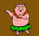 Dibujo Cerdo hawaiano pintado por jakelin