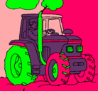 Dibujo Tractor en funcionamiento pintado por PABLO