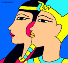 Dibujo Ramsés y Nefertiti pintado por rocio