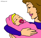 Dibujo Madre con su bebe II pintado por miguelita