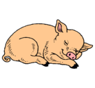Dibujo Cerdo durmiendo pintado por yerka