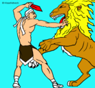 Dibujo Gladiador contra león pintado por Emanuel