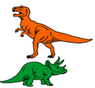 Dibujo Triceratops y tiranosaurios rex pintado por gabriel