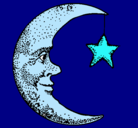 Dibujo Luna y estrella pintado por aliaga
