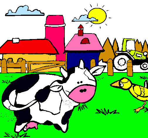 Vaca en la granja