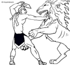 Dibujo Gladiador contra león pintado por ilse