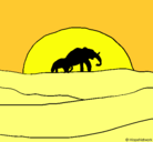 Dibujo Elefante en el amanecer pintado por car