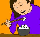 Dibujo Comiendo arroz pintado por farwella