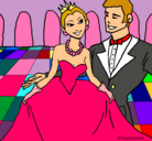 Dibujo Princesa y príncipe en el baile pintado por melissa