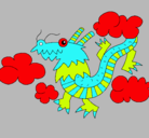Dibujo Dragón chino pintado por dragonrojo