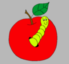 Dibujo Manzana con gusano pintado por johnandresv.l