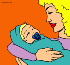 Dibujo Madre con su bebe II pintado por genesisb
