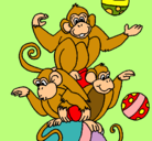 Dibujo Monos haciendo malabares pintado por fany