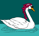 Dibujo Cisne con flores pintado por lola