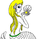 Dibujo Sirena y perla pintado por CORAL