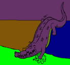 Dibujo Aligátor entrando al agua pintado por kevin