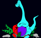 Dibujo Diplodocus sentado pintado por Xabier