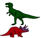 Dibujo Triceratops y tiranosaurios rex pintado por rodrigopinedo