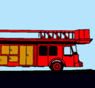 Dibujo Camión de bomberos con escalera pintado por sebastian