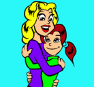 Dibujo Madre e hija abrazadas pintado por lucia